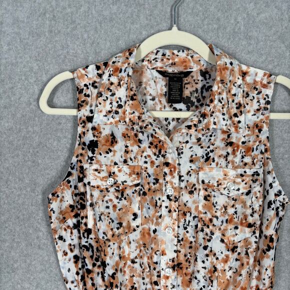 Shirt Dress Medium Button Belt Tie Abstract Southern Career Church Animal Artsy - Picture 4 of 10